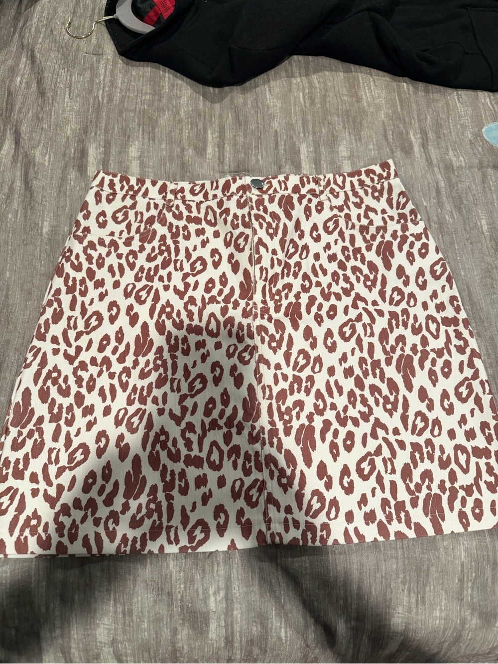Leopard Print Mini Skirt in Cream and Brown